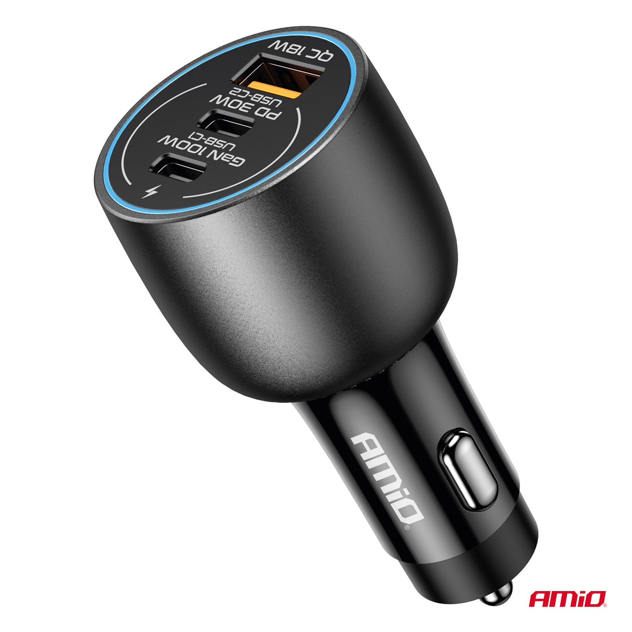 Autolaadija 2x USB C-port + USB A-port 12/24V 100W Amio 04371 - Pilt 3