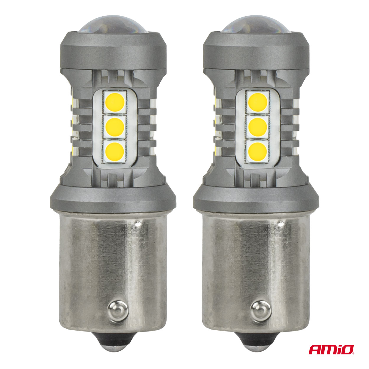 LED-pirnid STANDARD BA15S P21W 3030 15SMD valged 12V/24V Amio 05000 - Pilt 2