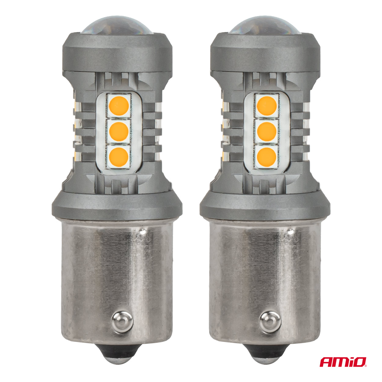 LED-pirnid STANDARD BAU15S PY21W 2x1860SMD 3030 15SMD oranžid 12V/24V Amio 05002 - Pilt 2
