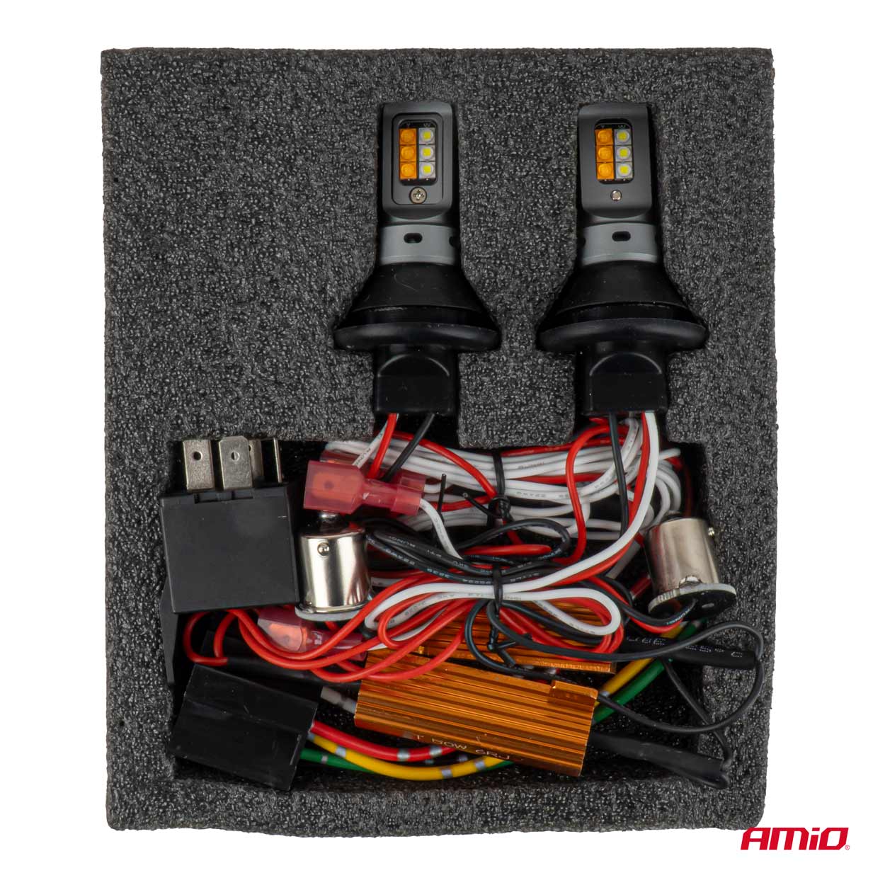 LED päevasõidutuled + suunatuled DRL CANBUS 12SMD 12V/24V Amio 05005 - Pilt 5