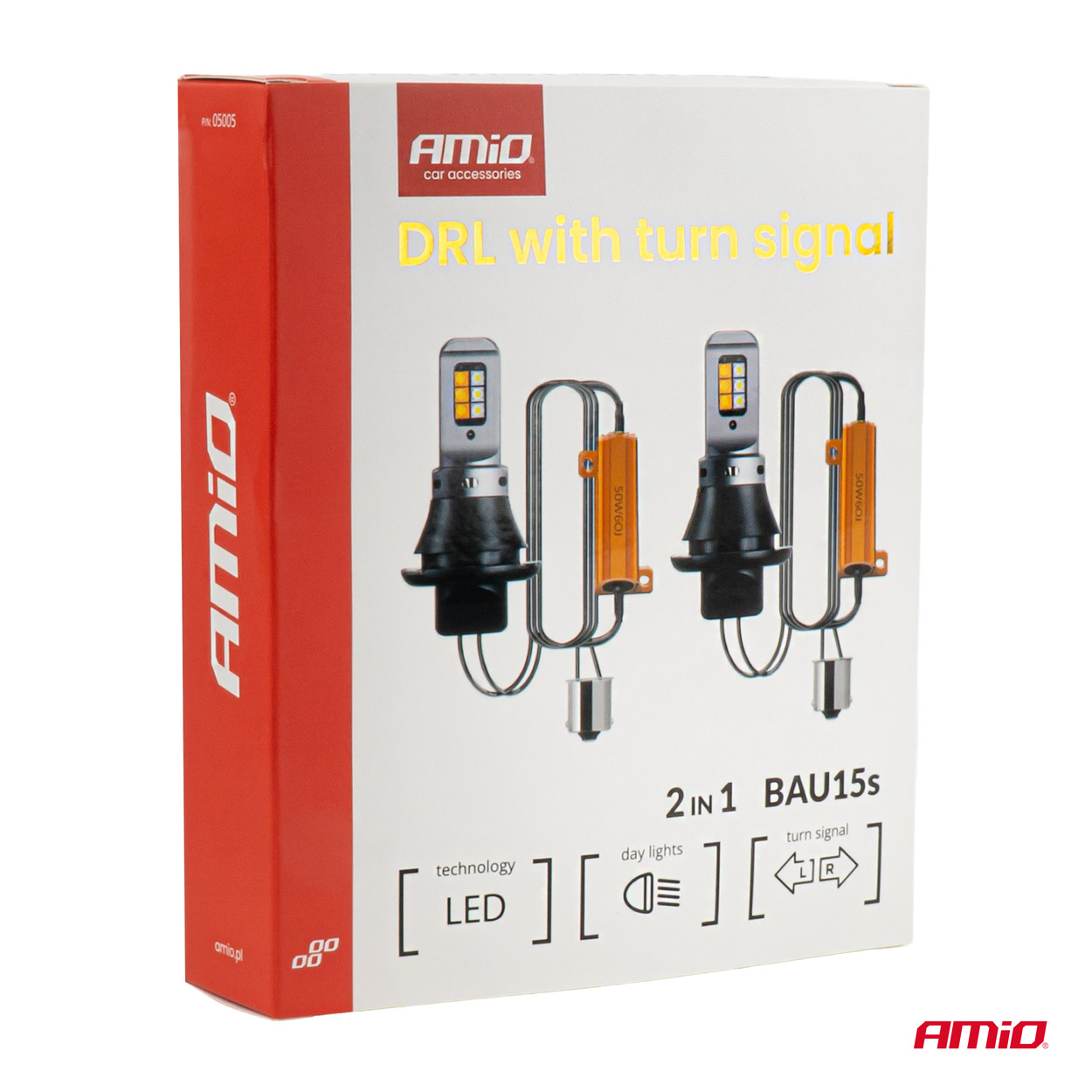 LED päevasõidutuled + suunatuled DRL CANBUS 12SMD 12V/24V Amio 05005 - Pilt 6