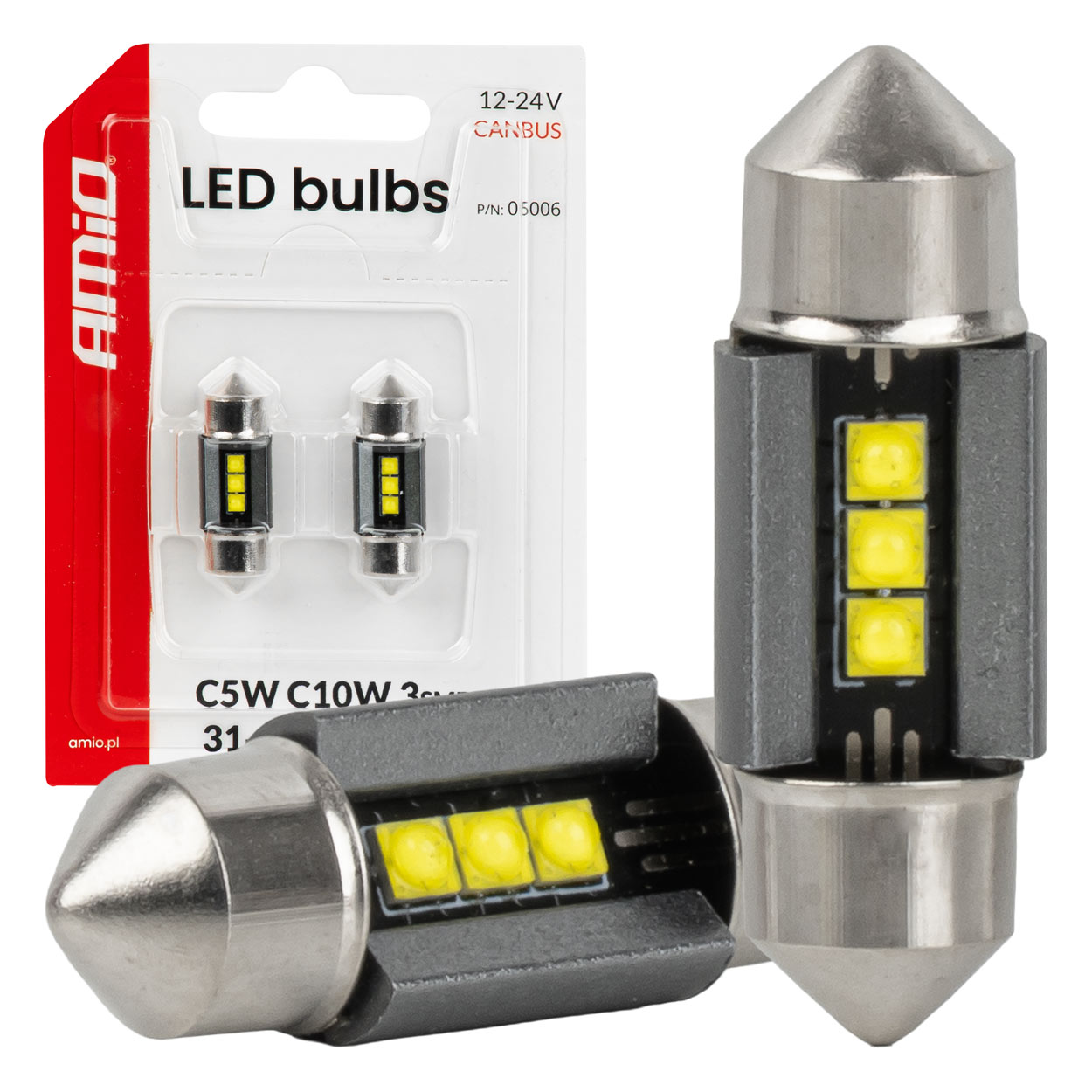 led pirnid canbus 31mm 2525 3smd valged 12v/24v amio 05006 hasmar auto