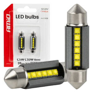 led pirnid canbus 39mm 2525 6smd valged 12v/24v amio 05008 hasmar auto