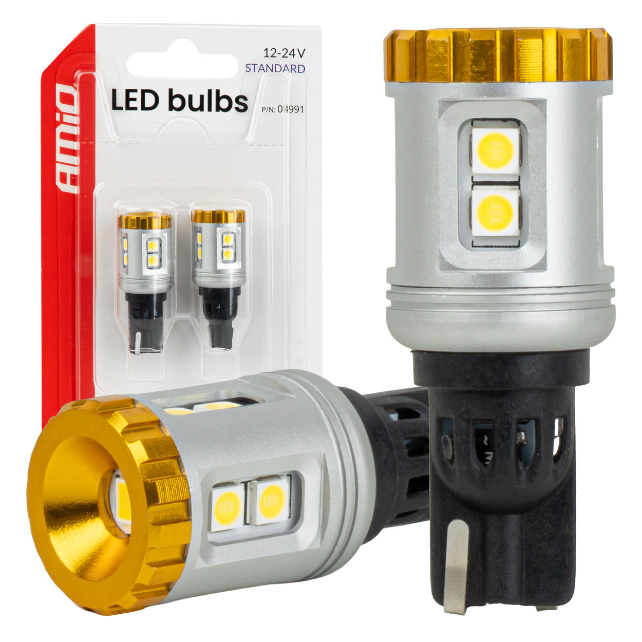 led pirnid standard w16w t15 3030 8smd 3020 1smd valged 12v/24v amio 04991 hasmar auto